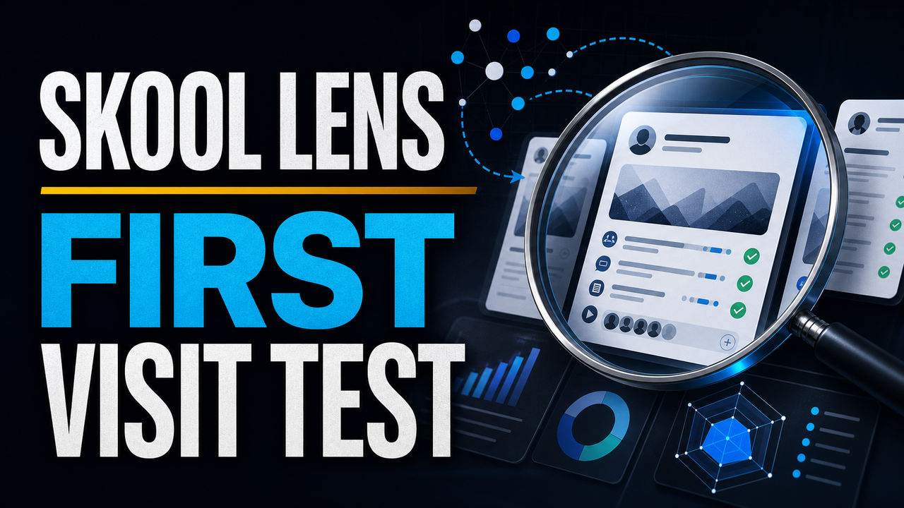 Thumbnail for The first visit test for a public Skool page